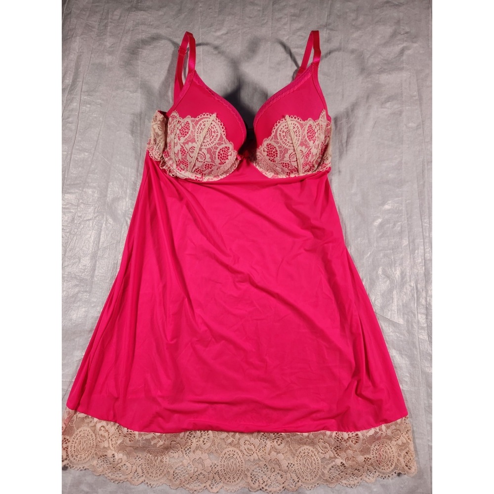Victoria's Secret Lingerie Slip Pink Lace Babydoll 34C Dress Nightgown